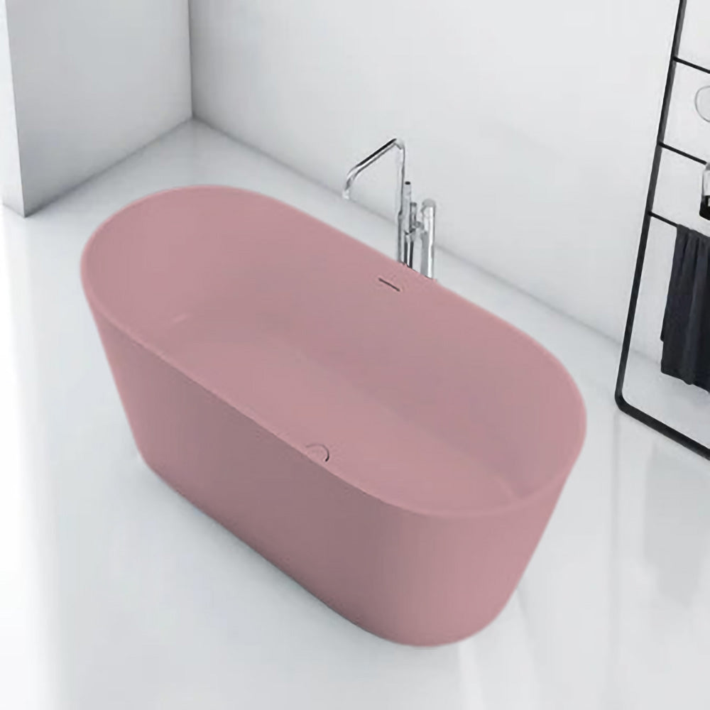 Solid Surface Cast Stone Freestanding Bath 1007 Matt Pink - Bathroom Hub