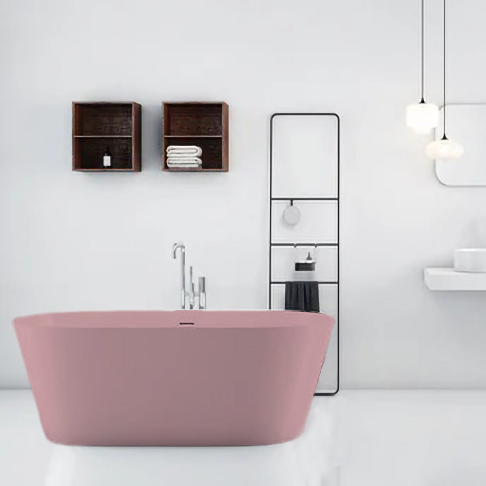 Solid Surface Cast Stone Freestanding Bath 1007 Matt Pink - Bathroom Hub