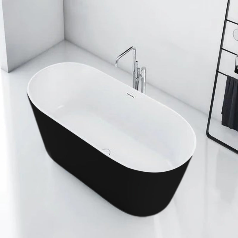 Solid Surface Cast Stone Freestanding Bath 1007 Matt White & Matt Black