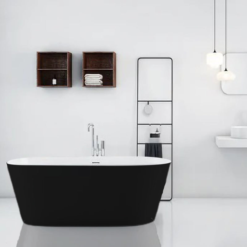 Solid Surface Cast Stone Freestanding Bath 1007 Matt White & Matt Black