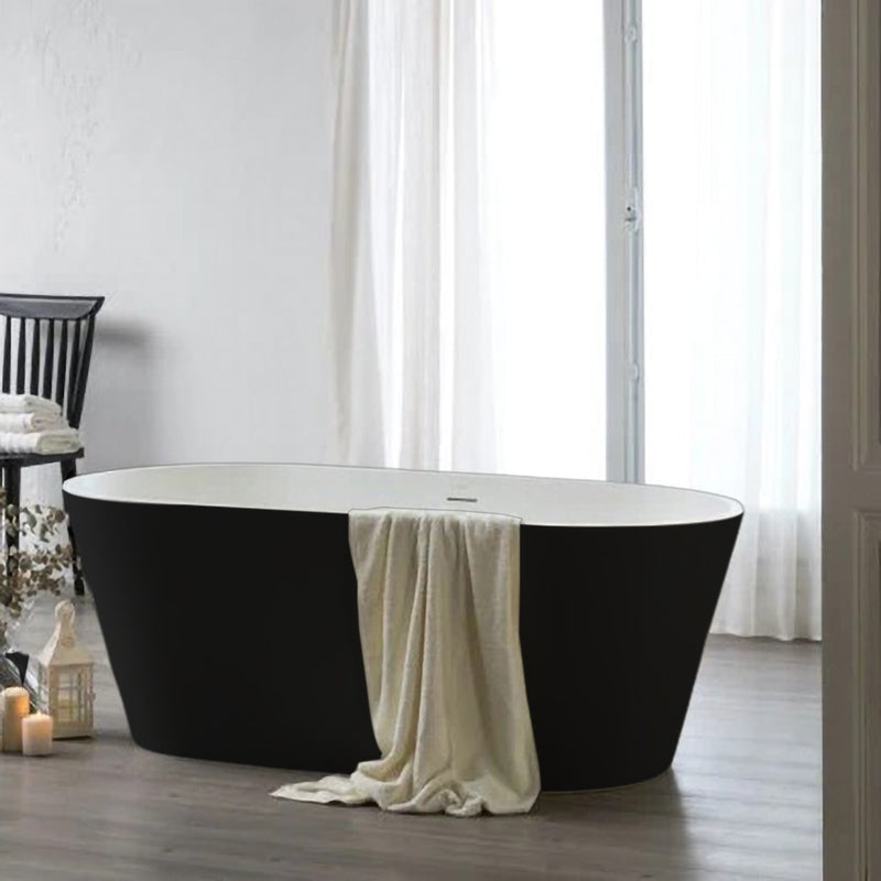 Solid Surface Cast Stone Freestanding Bath 1007 Matt White & Matt Black