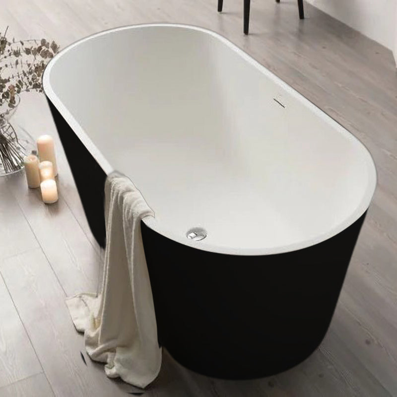 Solid Surface Cast Stone Freestanding Bath 1007 Matt White & Matt Black