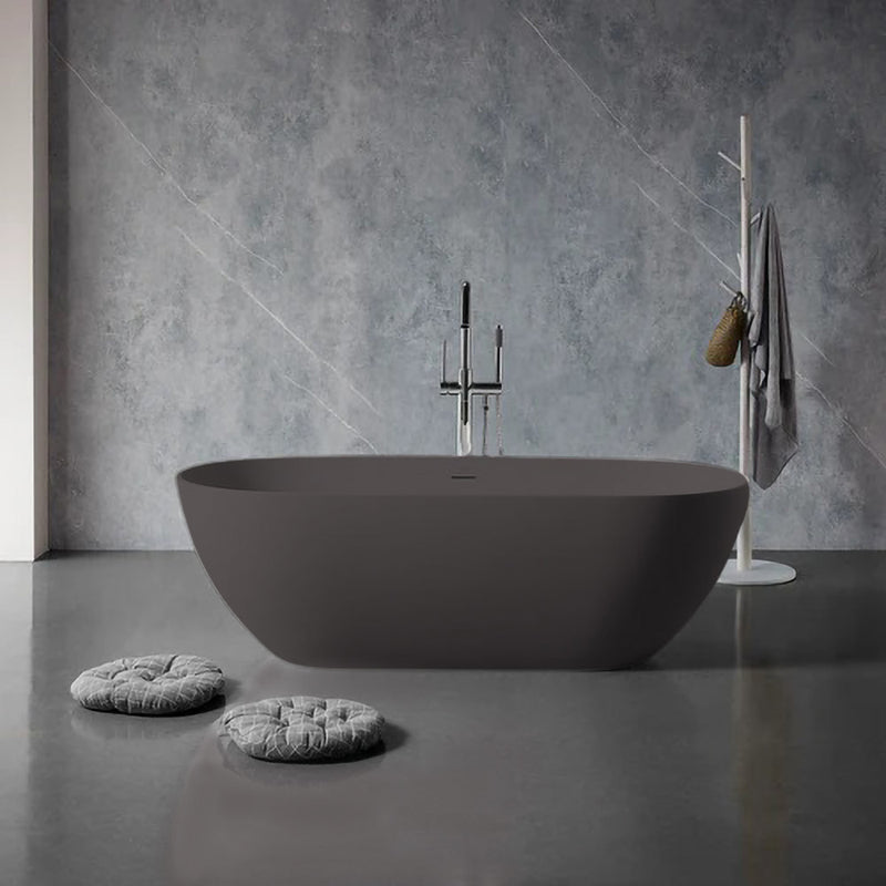 Solid Surface Cast Stone Freestanding Bath 1038 Matt Grey