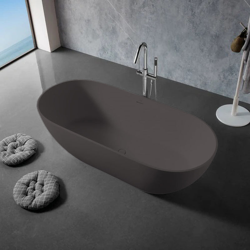 Solid Surface Cast Stone Freestanding Bath 1038 Matt Grey