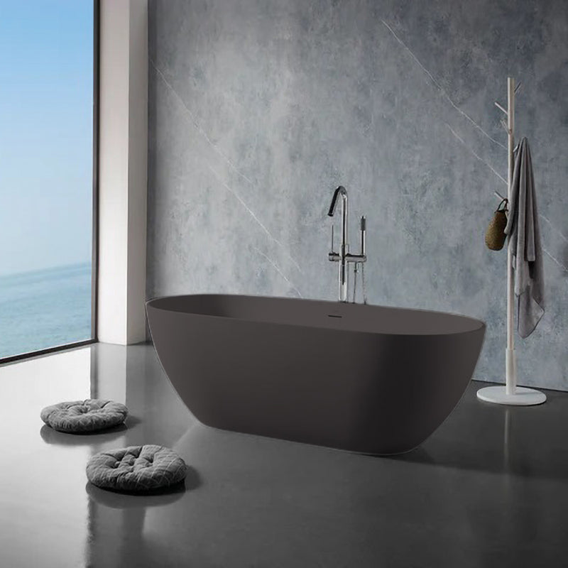 Solid Surface Cast Stone Freestanding Bath 1038 Matt Grey