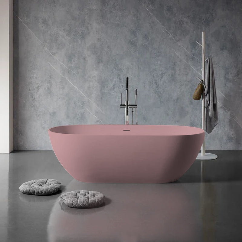 Solid Surface Cast Stone Freestanding Bath 1038 Matt Pink