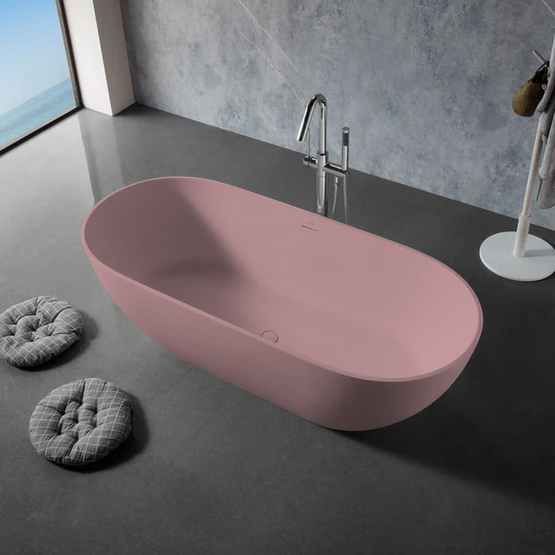 Solid Surface Cast Stone Freestanding Bath 1038 Matt Pink