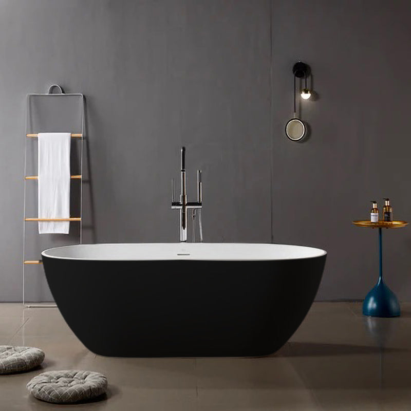 Solid Surface Cast Stone Freestanding Bath 1038 Matt White & Matt Black