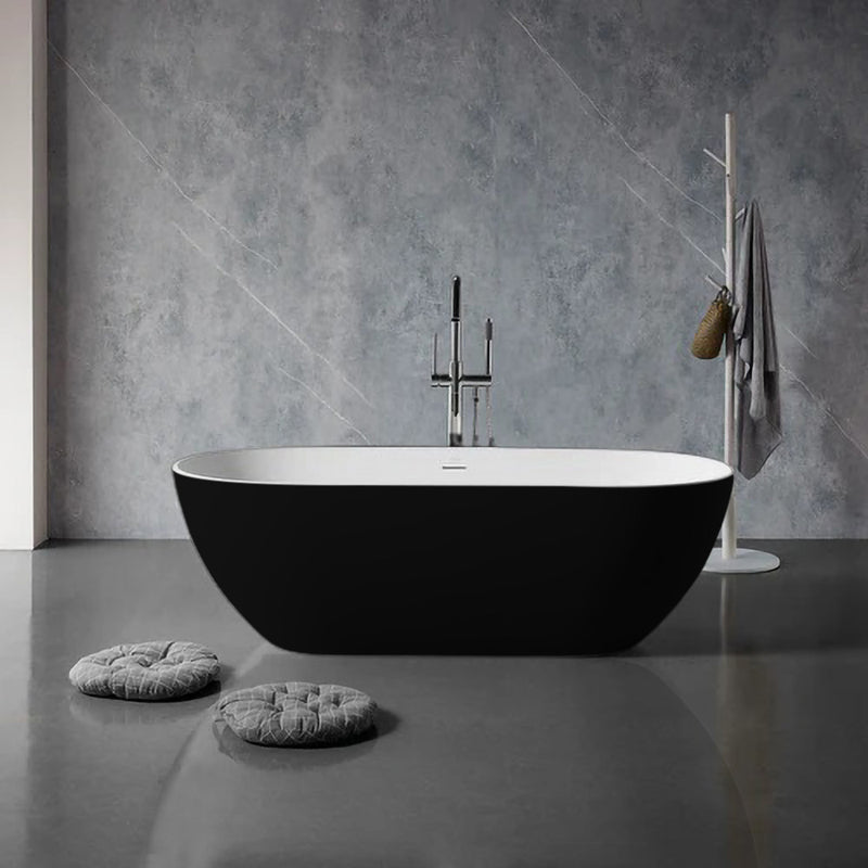 Solid Surface Cast Stone Freestanding Bath 1038 Matt White & Matt Black