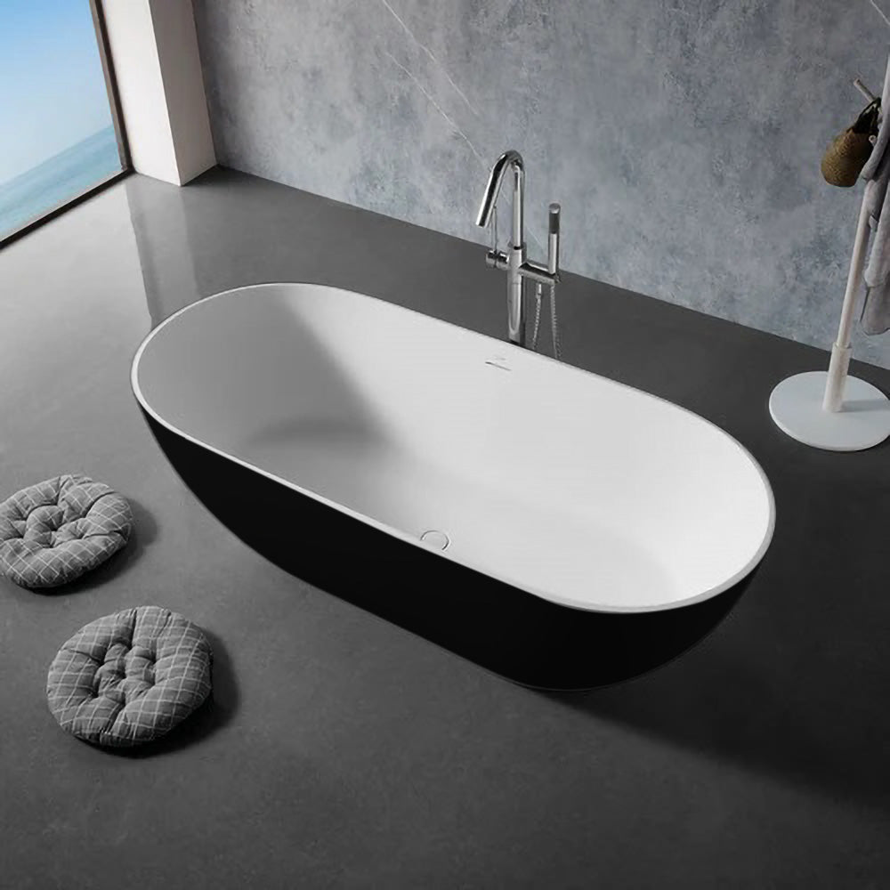 Solid Surface Cast Stone Freestanding Bath 1038 Matt White & Matt Black