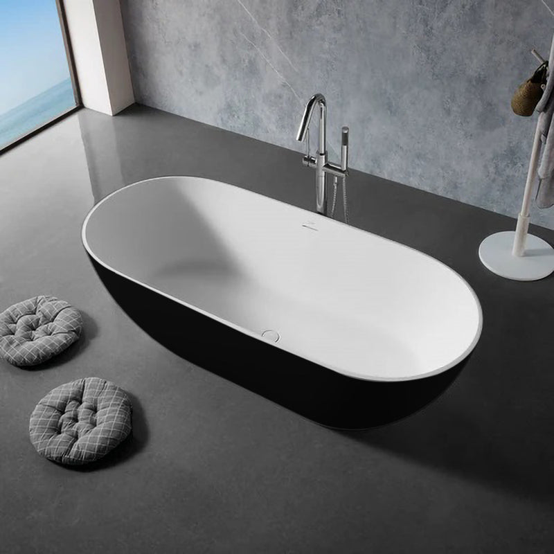 Solid Surface Cast Stone Freestanding Bath 1038 Matt White & Matt Black