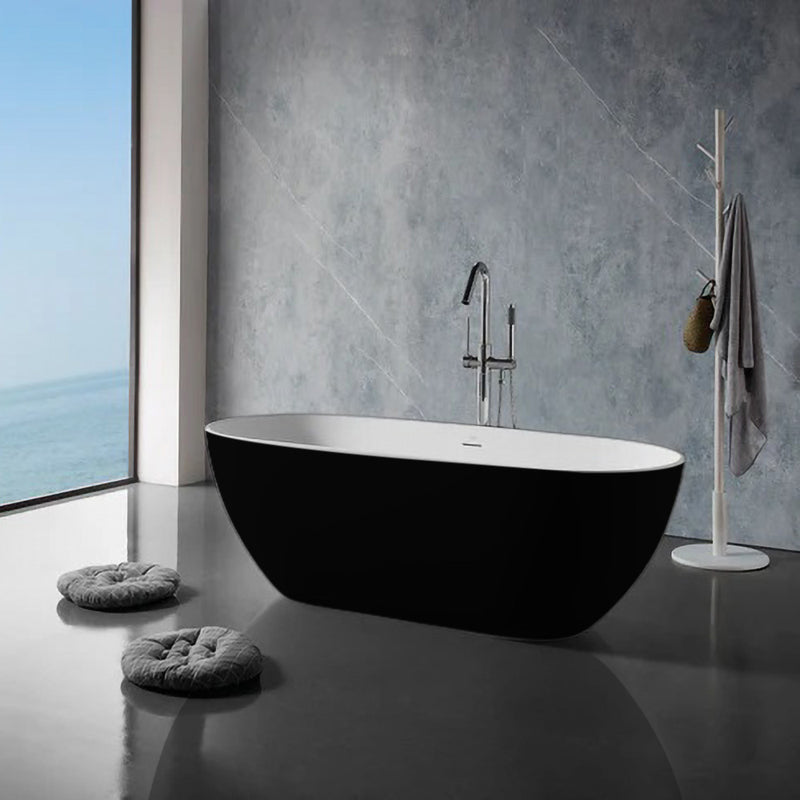 Solid Surface Cast Stone Freestanding Bath 1038 Matt White & Matt Black