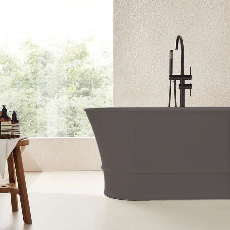 Solid Surface Cast Stone Freestanding Bath 1041 Matt Grey