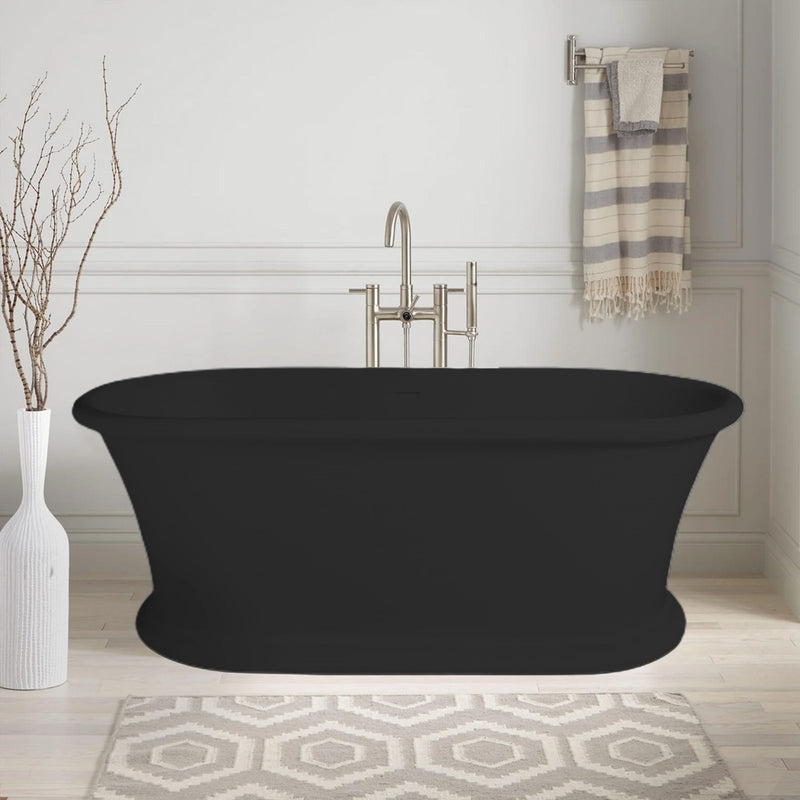 Solid Surface Cast Stone Freestanding Bath 1041 Matt Black