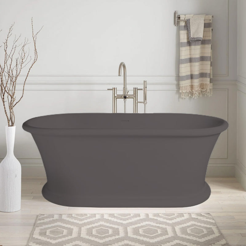 Solid Surface Cast Stone Freestanding Bath 1041 Matt Grey