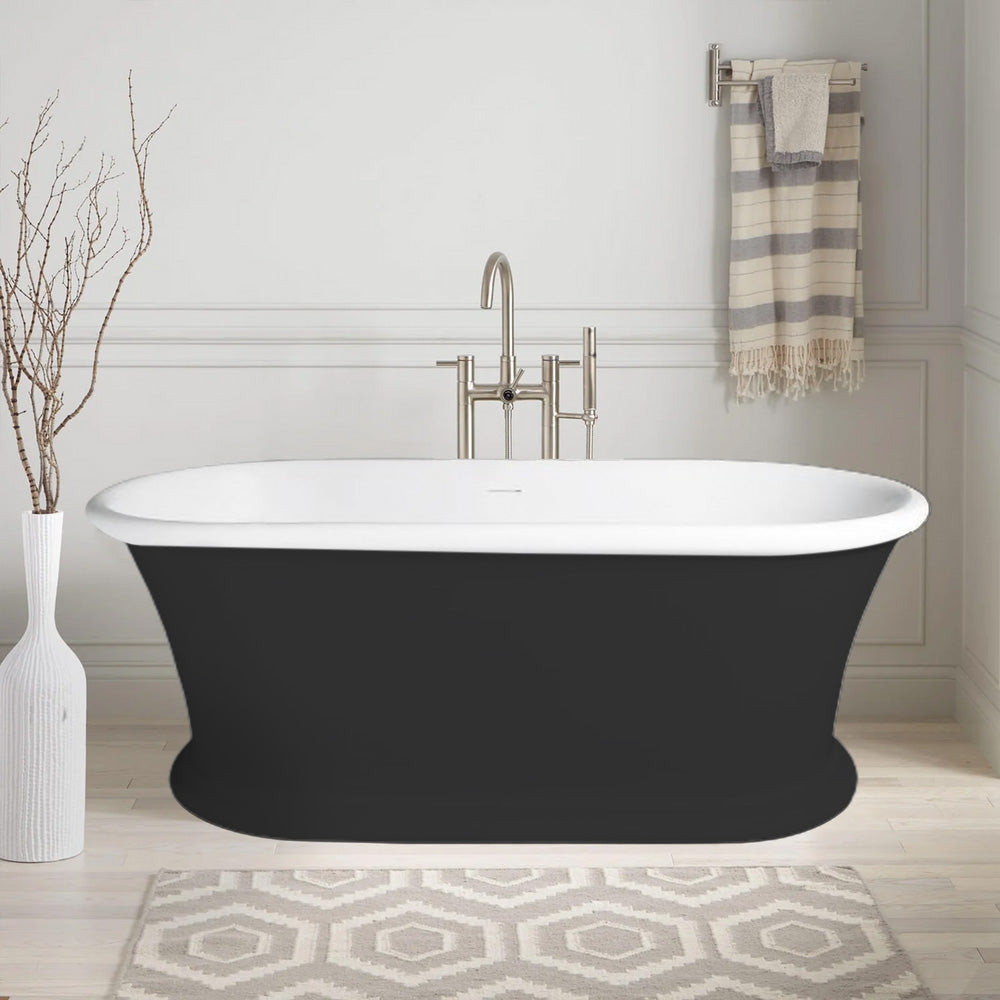 Solid Surface Cast Stone Freestanding Bath 1041 Matt White & Matt Black - Bathroom Hub