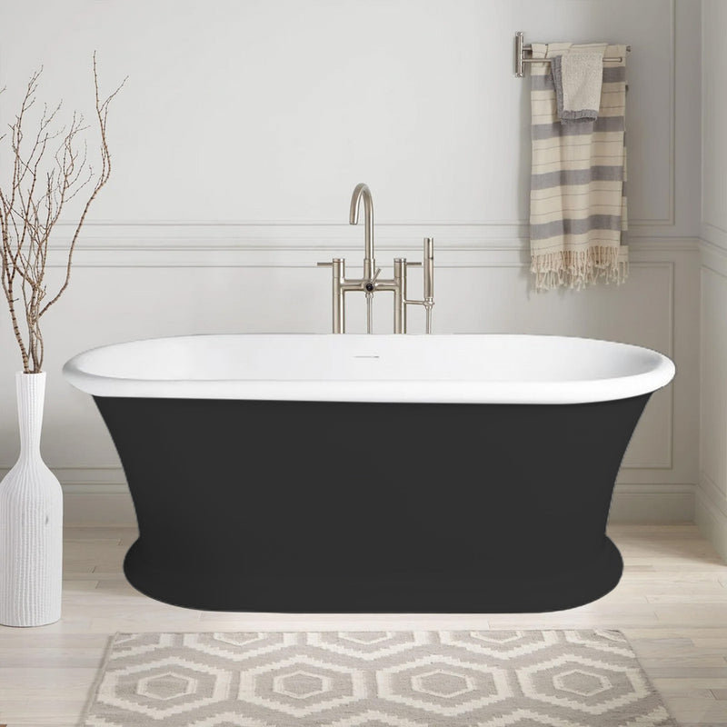 Solid Surface Cast Stone Freestanding Bath 1041 Matt White & Matt Black