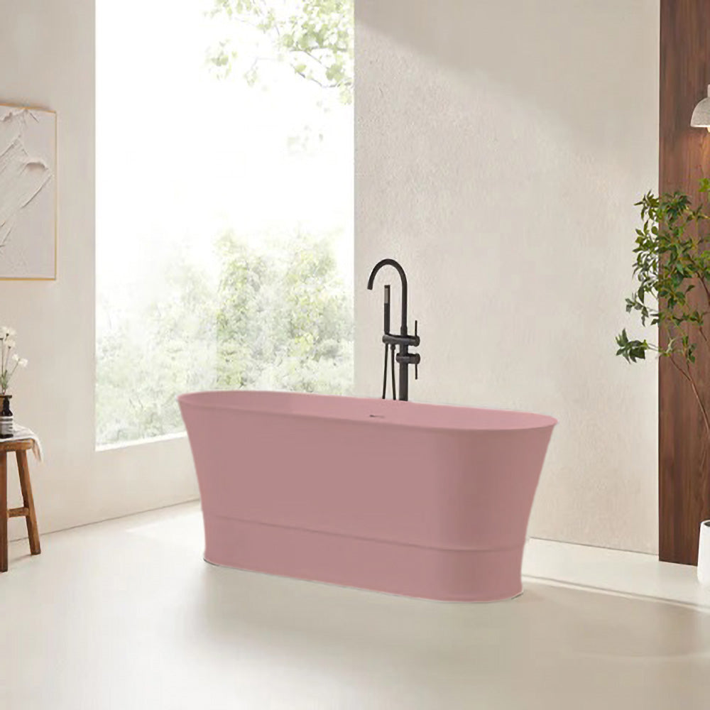 Solid Surface Cast Stone Freestanding Bath 1041 Matt Pink - Bathroom Hub