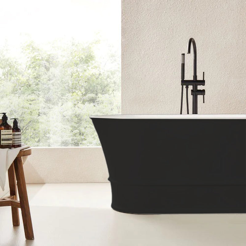 Solid Surface Cast Stone Freestanding Bath 1041 Matt White & Matt Black