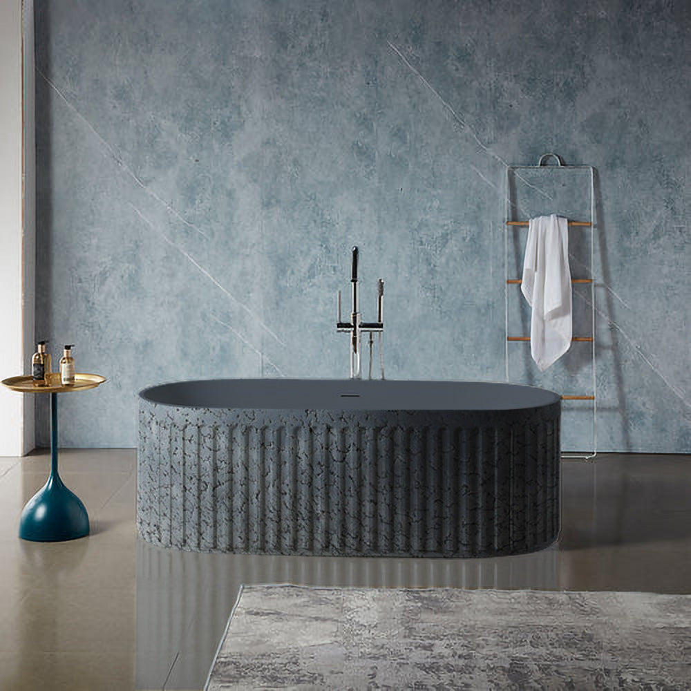 Solid Surface Cast Stone Freestanding Bath 1045 Concrete Finish - Bathroom Hub