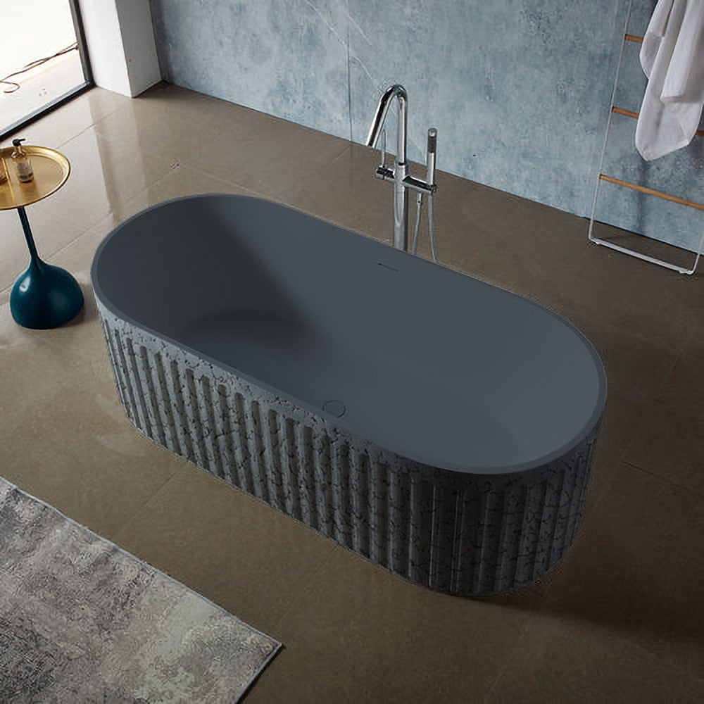Solid Surface Cast Stone Freestanding Bath 1045 Concrete Finish - Bathroom Hub