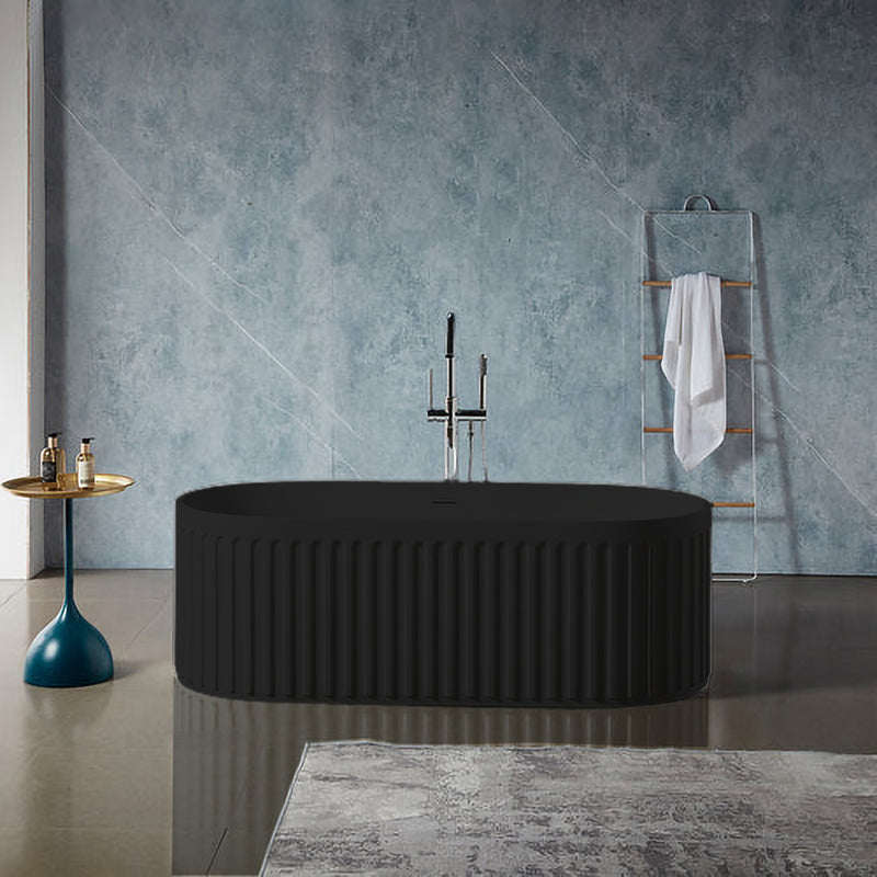 Solid Surface Cast Stone Freestanding Bath 1045 Matt Black