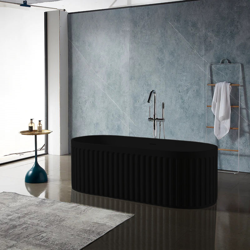 Solid Surface Cast Stone Freestanding Bath 1045 Matt Black