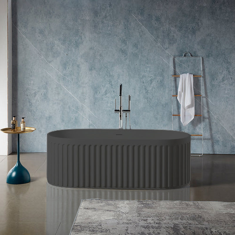 Solid Surface Cast Stone Freestanding Bath 1045 Matt Grey