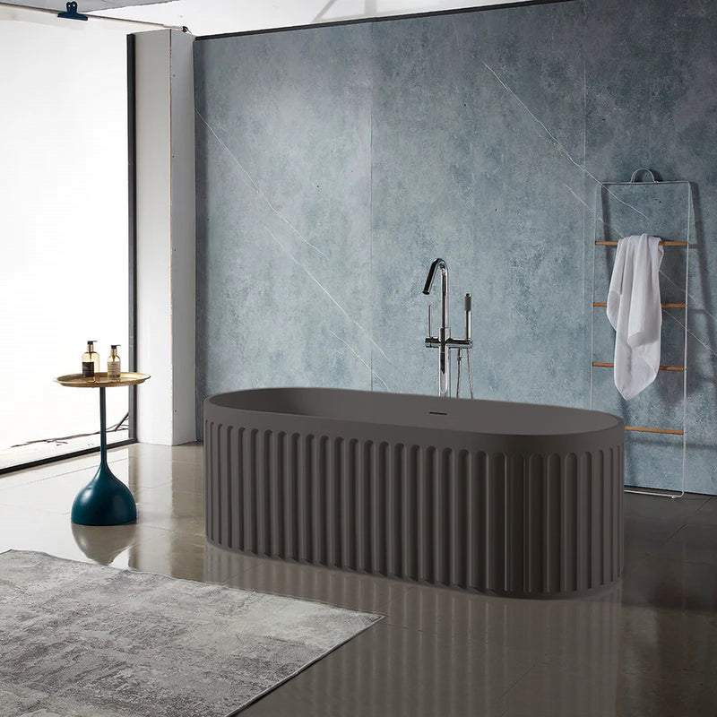 Solid Surface Cast Stone Freestanding Bath 1045 Matt Grey