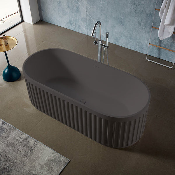 Solid Surface Cast Stone Freestanding Bath 1045 Matt Grey