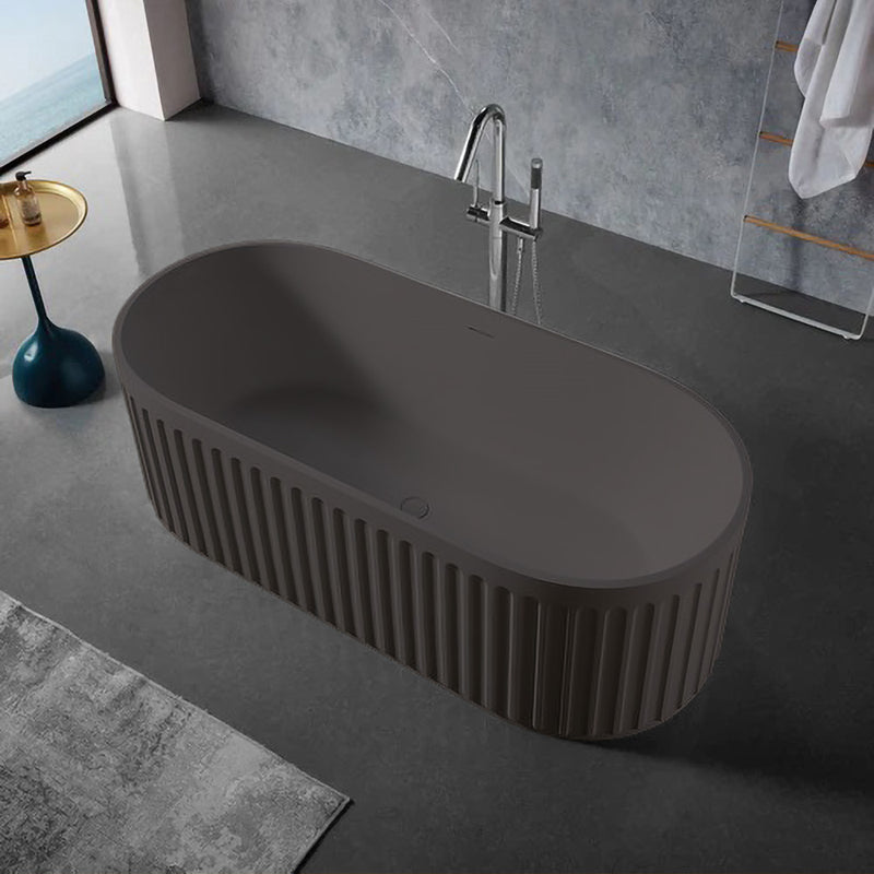 Solid Surface Cast Stone Freestanding Bath 1045 Matt Grey