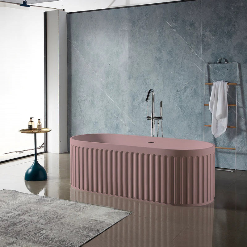 Solid Surface Cast Stone Freestanding Bath 1045 Matt Pink