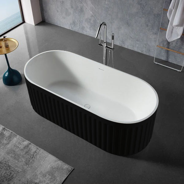 Solid Surface Cast Stone Freestanding Bath 1045 Matt White & Matt Black