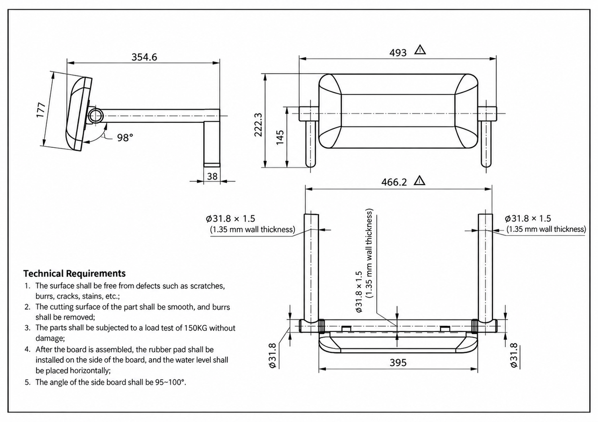 Disabled Back Rest Care Stainless Steel BR01-SS