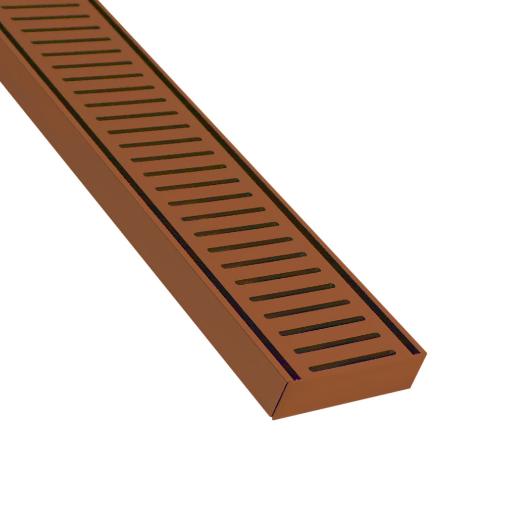 Aluminium Slimline Shower Grate Drain Brush Copper 300-3000x100x21mm - Bathroom Hub