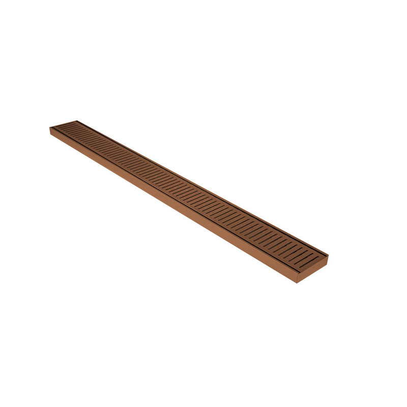 Aluminium Slimline Shower Grate Drain Brush Copper 300-3000x100x21mm