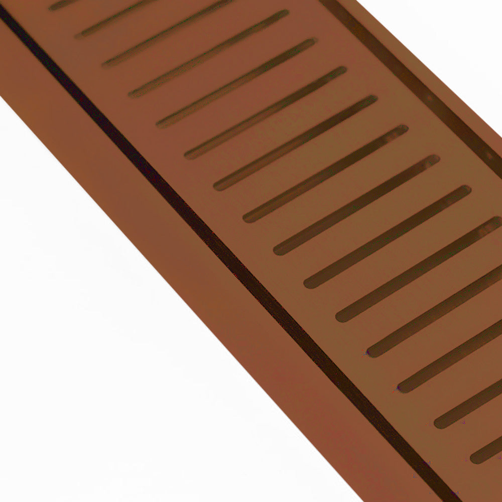 Aluminium Slimline Shower Grate Drain Brush Copper 300-3000x100x21mm - Bathroom Hub