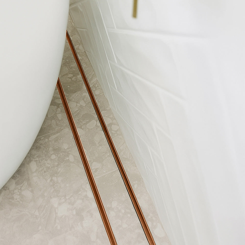 Aluminium Slimline Tile Insert Shower Drain Brush Copper 300-3000x100x21mm - Bathroom Hub