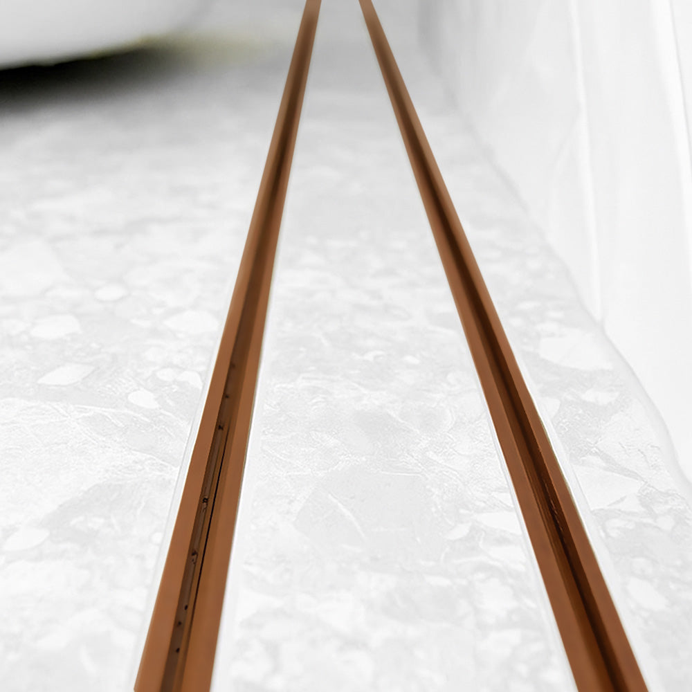 Aluminium Slimline Tile Insert Shower Drain Brush Copper 300-3000x100x21mm - Bathroom Hub