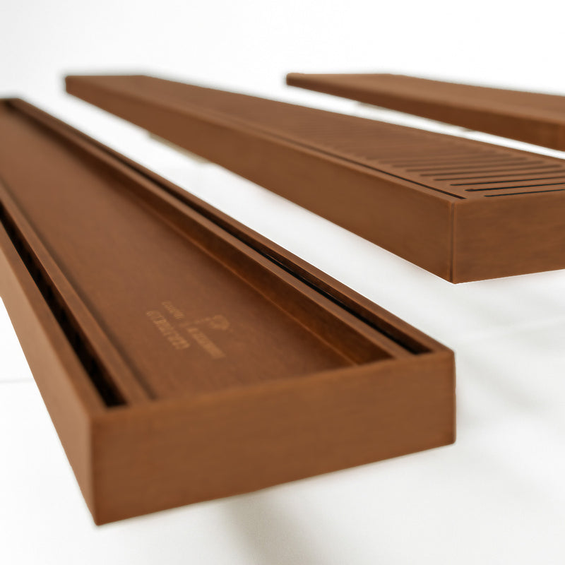 Aluminium Slimline Tile Insert Shower Drain Brush Copper 300-3000x100x21mm