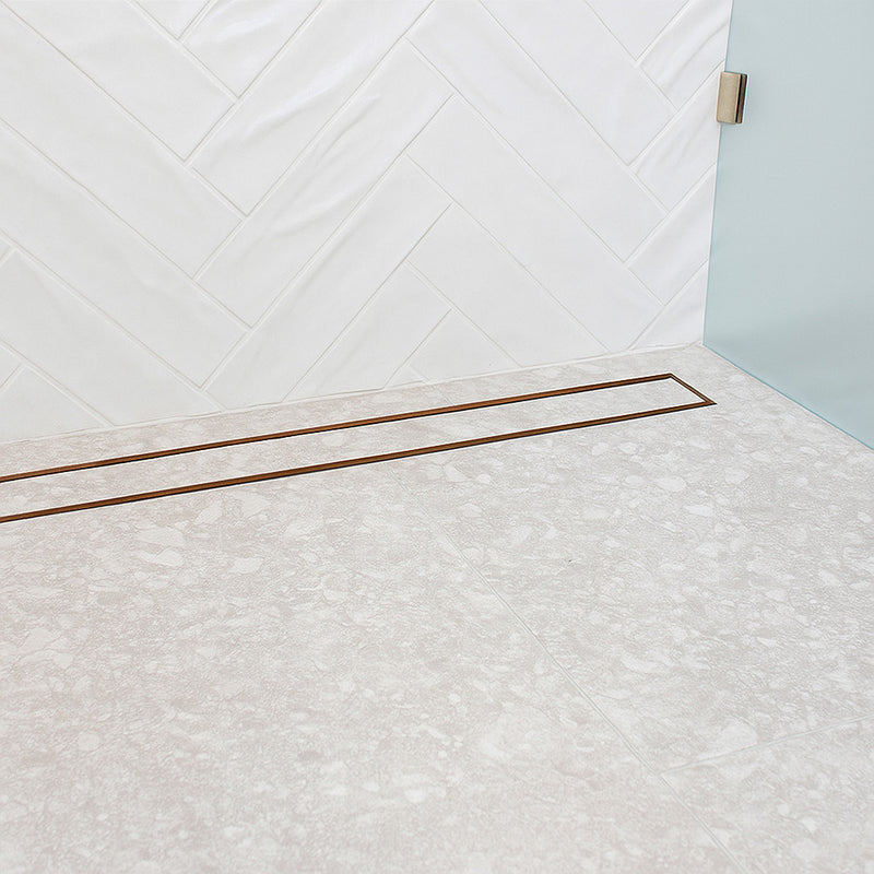 Aluminium Slimline Tile Insert Shower Drain Brush Copper 300-3000x100x21mm