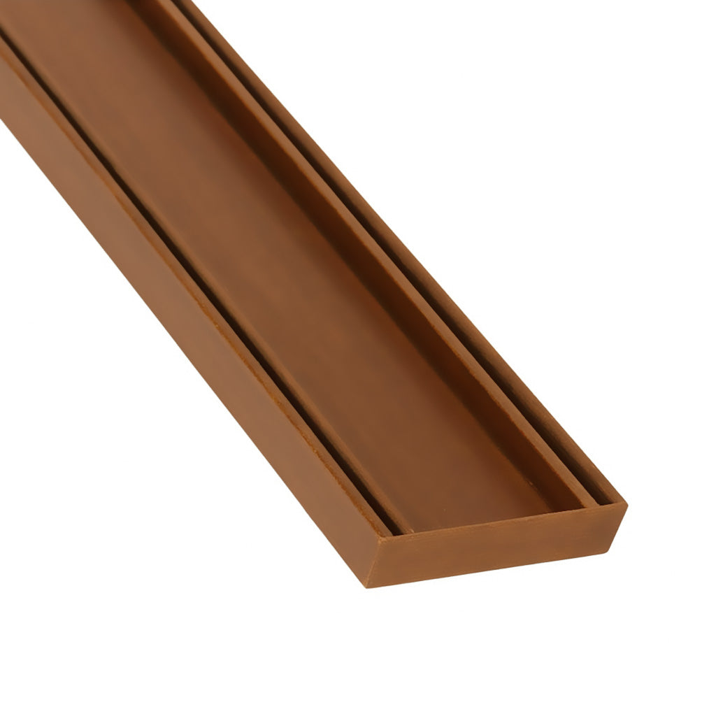Aluminium Slimline Tile Insert Shower Drain Brush Copper 300-3000x100x21mm - Bathroom Hub