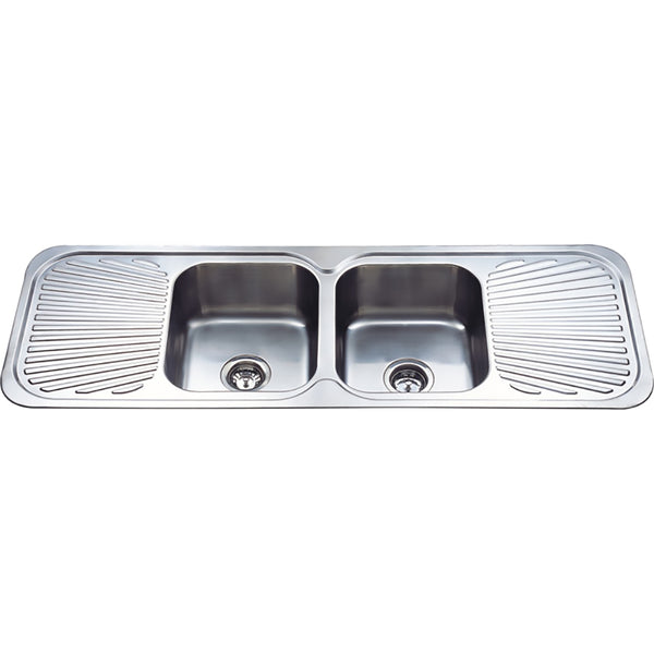 Cora Double Bowl & Double Drainer Kitchen Sink 1380 x 480mm C-1380