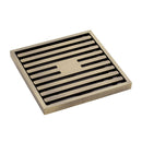 Square Slim Grate Floor Waste, 88mm Outlet, Antique Brass