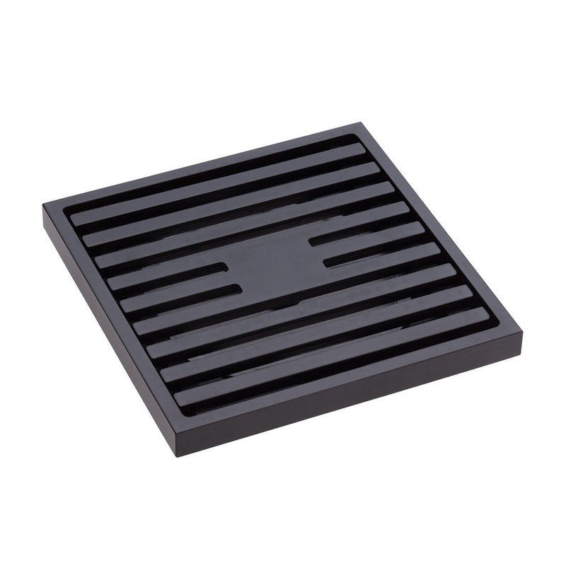 Square Slim Grate Floor Waste, 88mm Outlet, Matte Black