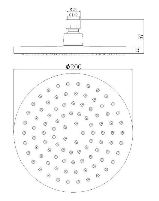 Antique Brass Shower Head - 200mm  ABS-20R