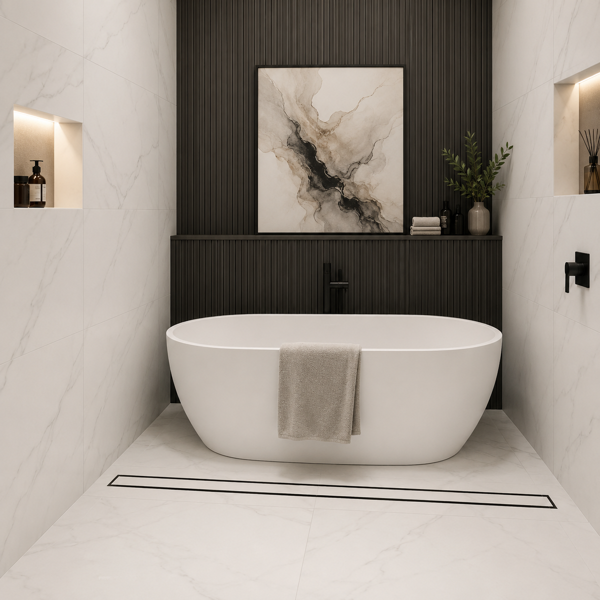 Custom_Made_Slimline_Tile_Insert_Shower_Drain_Matt_Black_300-3000x100x21mm bathroomhubonline