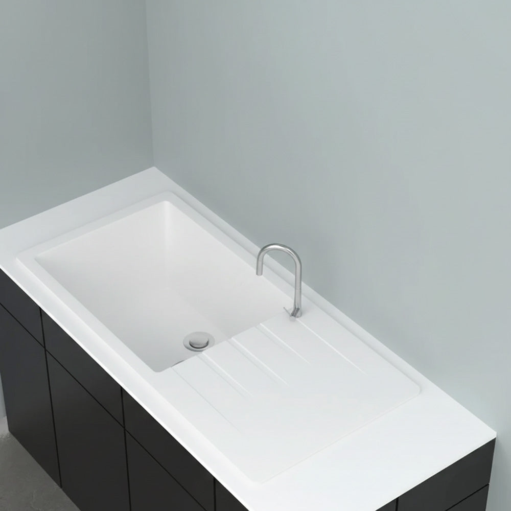 GRANITE Single Bowl Drainer Kitchen Sink D1000-WH - Bathroom Hub