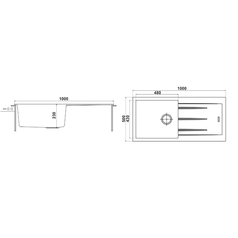 ISTONE Single Bowl Drainer Kitchen Sink D1000-BK