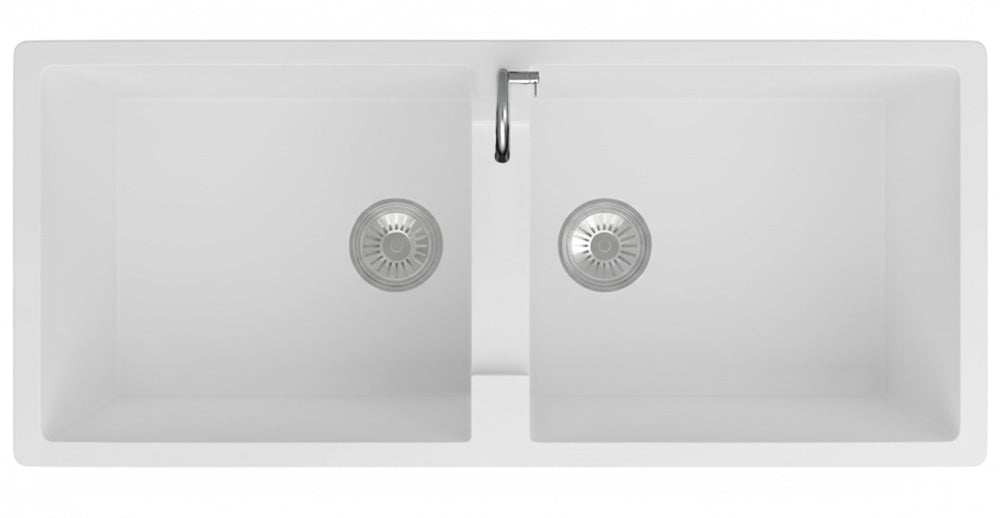 GRANITE Double Bowl Kitchen Sink D1140-WH - Bathroom Hub